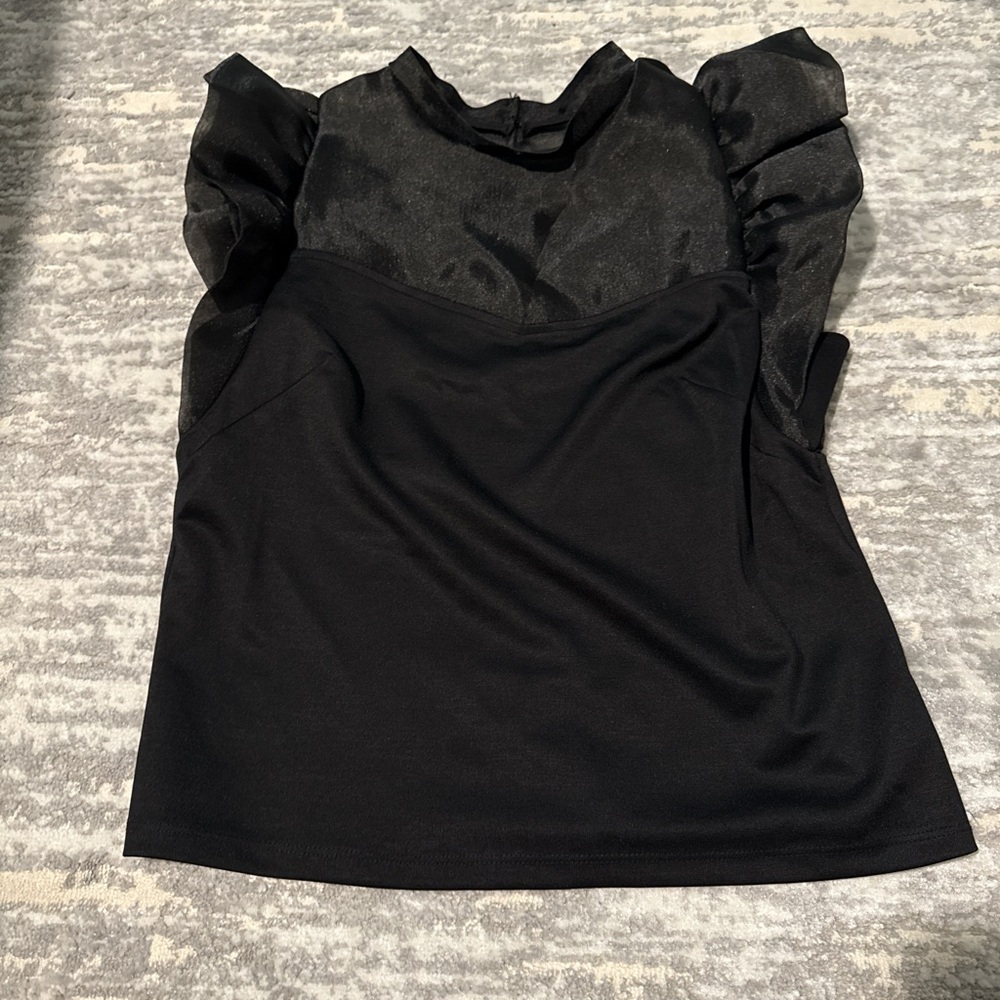 JCPenney Black Ruffled Sleeve Blouse